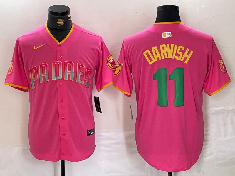 Men San Diego Padres #11 Darvish Pink Jointly 2024 Nike MLB Jersey style 1